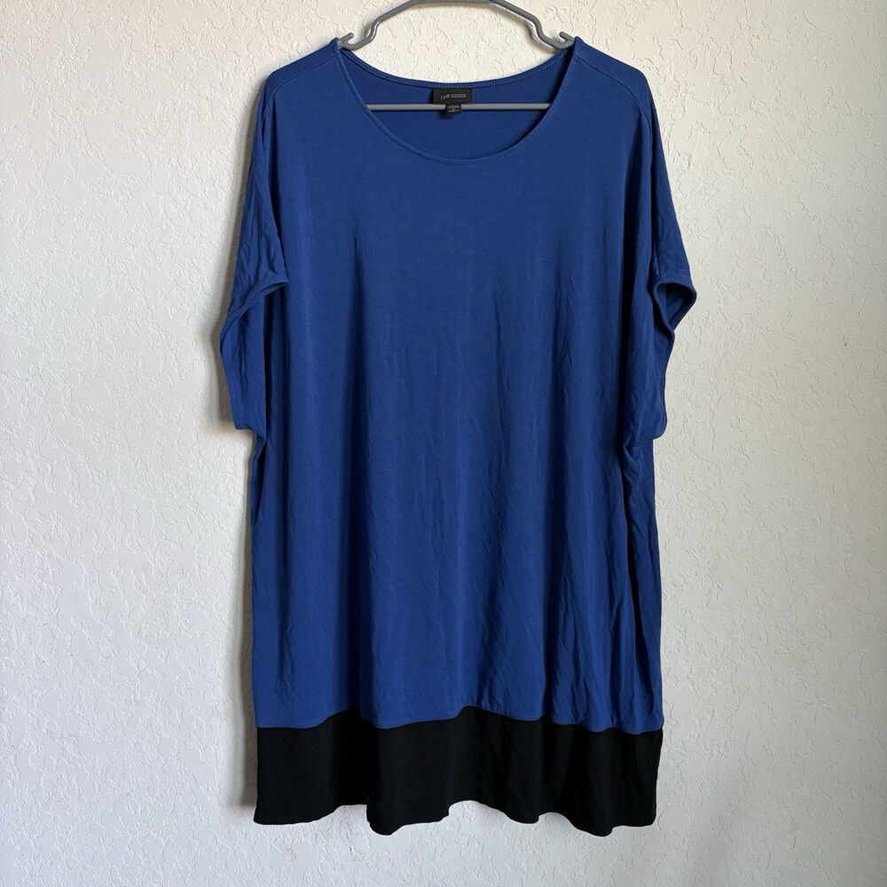 J. Jill Wearever Tunic Top Blouse Womens 3X Color Block Minimalist Casual Blue